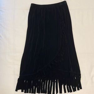 Faux-Wrap Black Midi Skirt